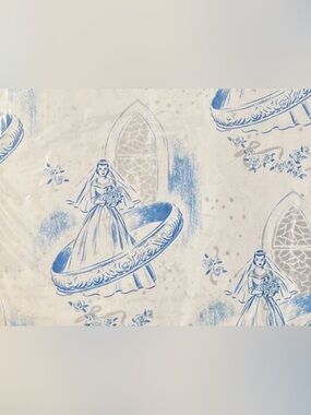 Vtg Blue White Bridal Shower Gift Wrap 1950s Wedding Paper Sealed
 Romantic